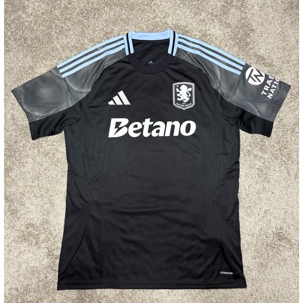 Adidas Aston Villa 25/26 Away Jersey Black/Blue Men's Size Large JN8053 NWT